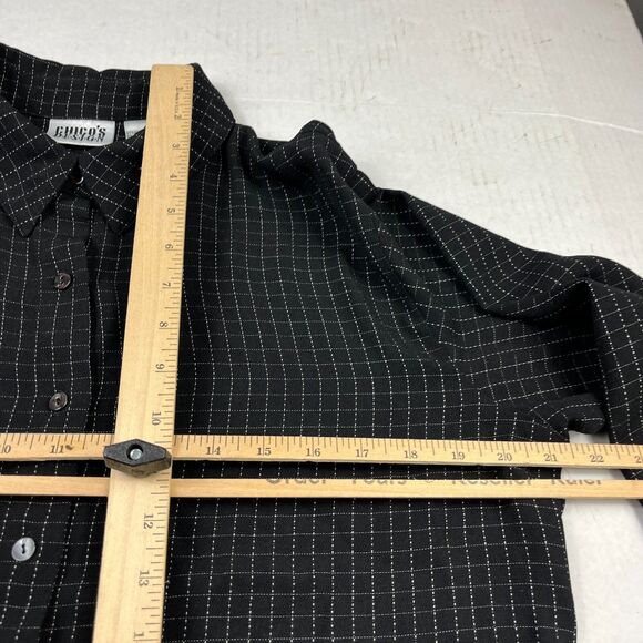 Chicos Design 3/4 Sleeve Button Down Shirt Plaid Casual Comfort Slit Top 2 LARGE - Picture 7 of 10